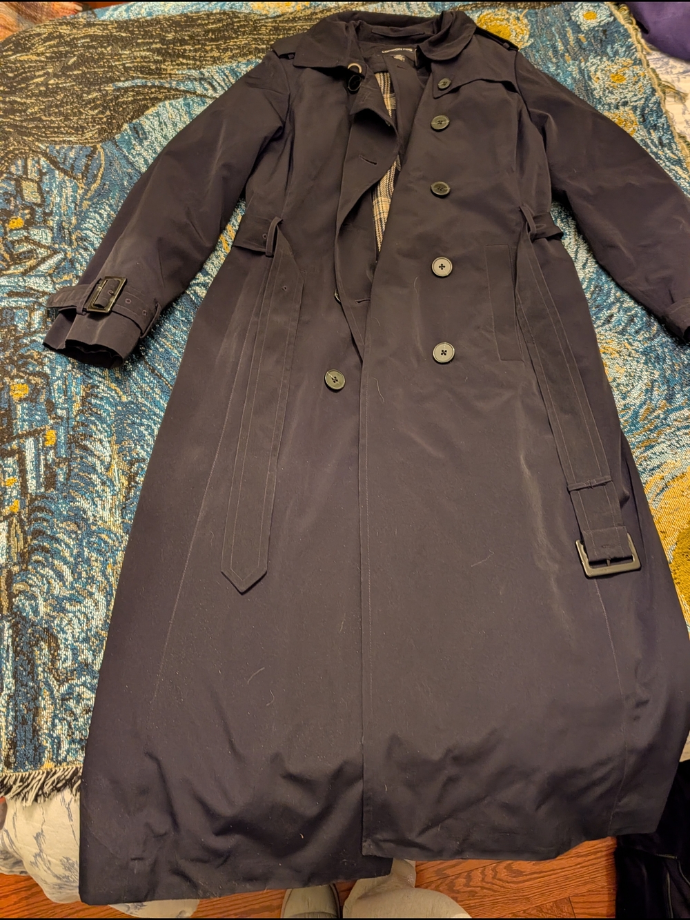 London Fog Classic Double-Breasted Trench Coat in Black